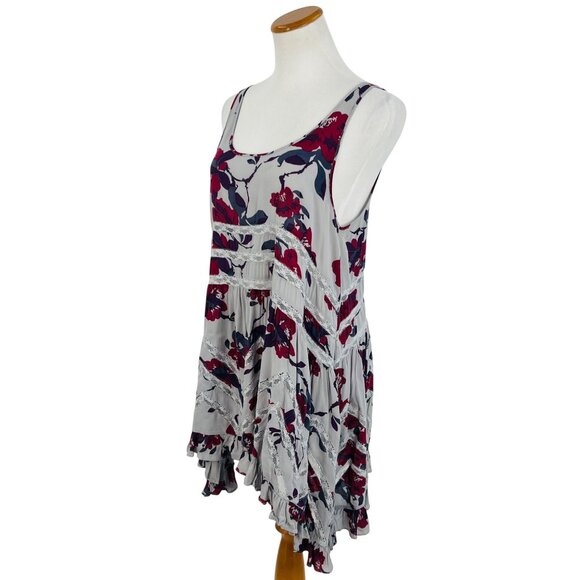 Free People Gray Floral Voile & Lace Slip Dress | Boho Grunge Fairy Cottagecore - Picture 7 of 16
